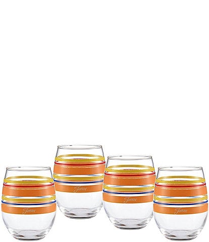 Fiesta Farmhouse Chic Stripe Stemless Wine Glasses, Set of 4