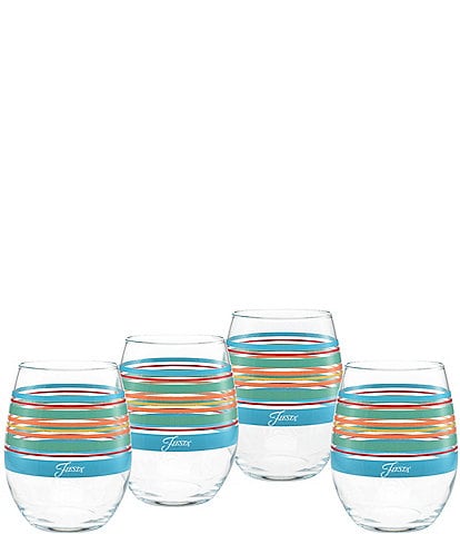 Fiesta Rainbow Radiance Stripe Stemless Wine Glasses, Set of 4
