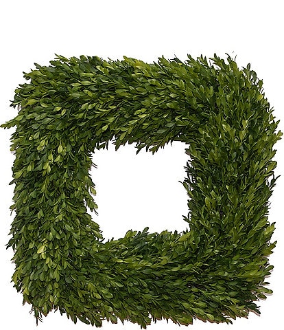 Fig & Dove 18#double; Square Boxwood Wreath