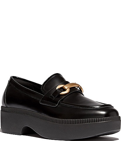 Fitflop F-luma Chunky Platform Leather Lug Slip On Loafers