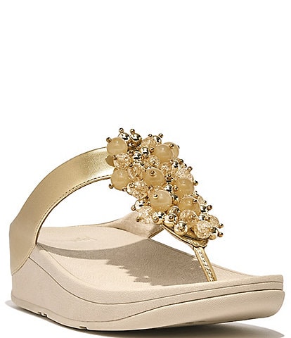 FitFlop Fino Bauble Bead Thong Wedge Sandals