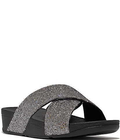 FitFlop Lulu Glitterball Cross Wedge Slides