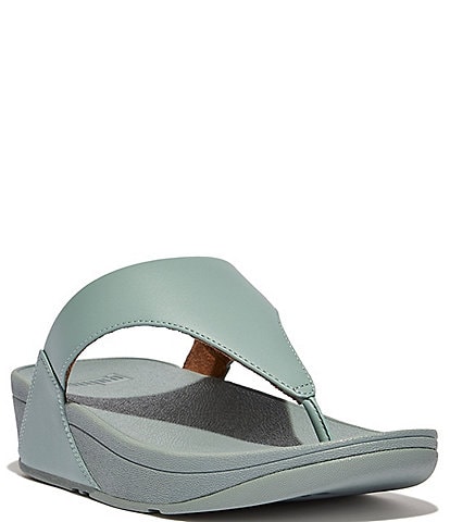 FitFlop Lulu Leather Toe-Post Platform Wedge Sandals