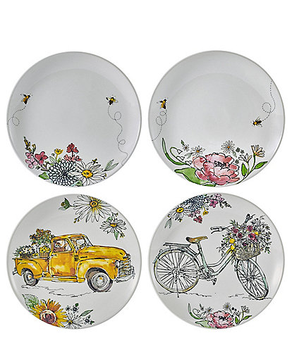 Fitz And Floyd Emis Garden Assorted Party Plates, Set of 4