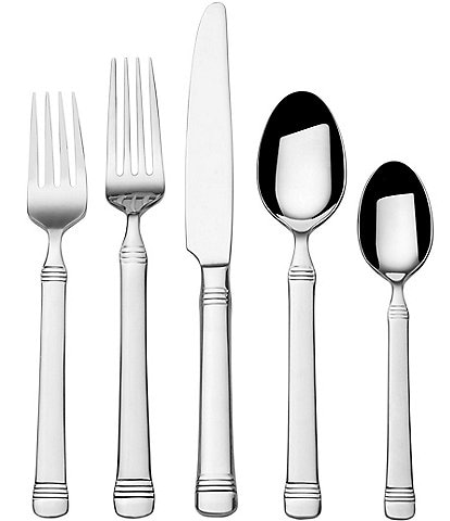 Fitz and Floyd Everyday Bistro Band 45-Piece Stainless Steel Flatware Set