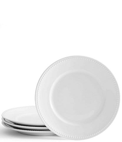 Fitz and Floyd Everyday White Beaded Dinner Plates, Set of 4