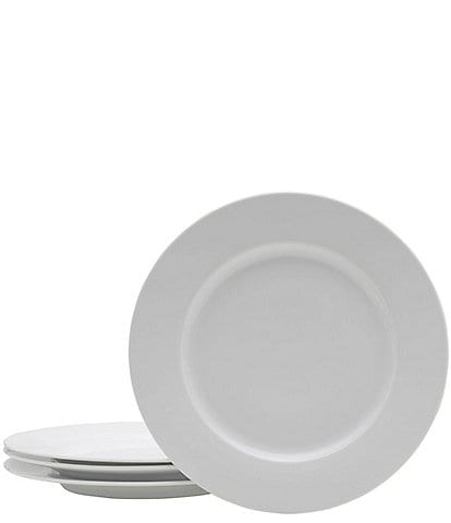 Fitz and Floyd Everyday White Classic Rim Dinner Plates, Set of 4