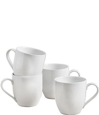 Fitz and Floyd Everyday White Coupe Mugs, Set of 4
