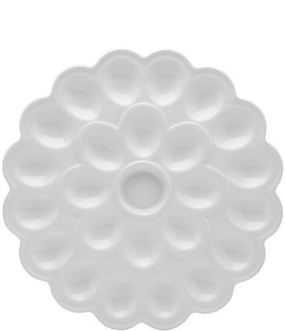 Fitz and Floyd Everyday White Flower Egg Platter, 13.75#double;