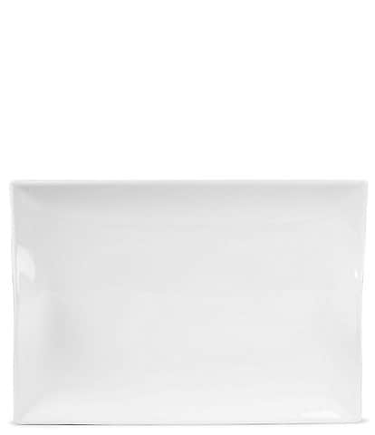 Fitz and Floyd Everyday White Rectangular Handled Serving Platter, 18.25#double;