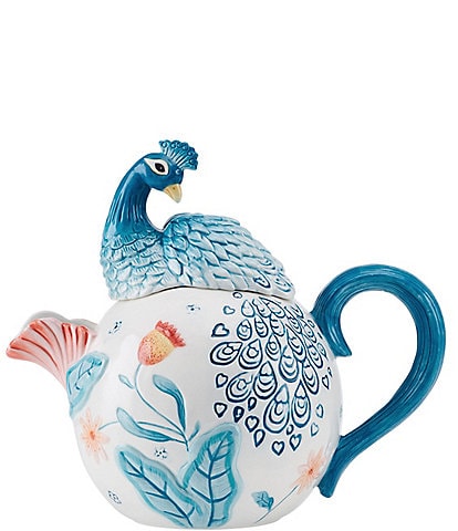 Fitz and Floyd Gracie Teapot With Peacock Lid