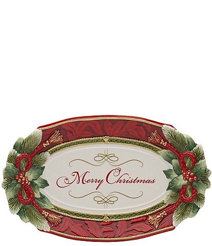 Fitz and Floyd Holiday Home Small Merry Christmas Sentiment Platter