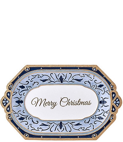 Fitz and Floyd Renaissance Blue Collection Sentiment Tray