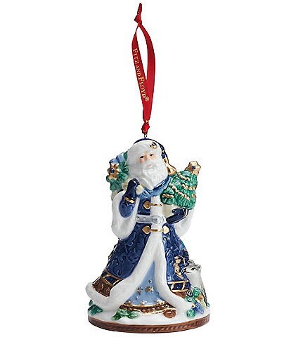 Fitz And Floyd Renaissance Blue Santa Bell Ornament