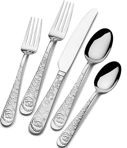 Fitz and Floyd Santa 20-Piece Stainless Steel Flatware Set