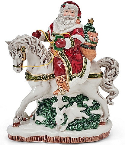 Fitz and Floyd Santa On Horse Holiday Musical Red Figurine