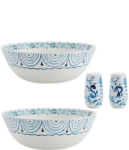 Fitz and Floyd Sicily Serve Bowls and Salt and Pepper Shakers Set