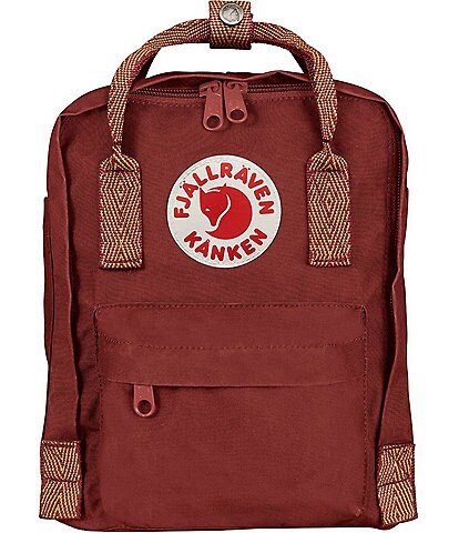 Fjallraven Contrast Handle Mini Patch Logo Kanken Ox Red Water-Resistant Backpack