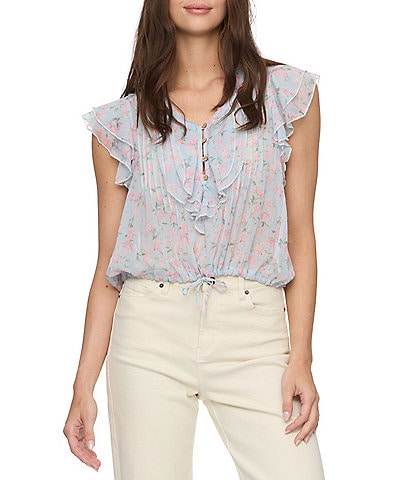 Flag and Anthem Alina Floral Flutter Sleeve Blouse
