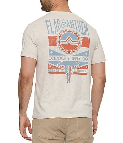 Flag and Anthem Americana Bull Skull Short Sleeve T-Shirt