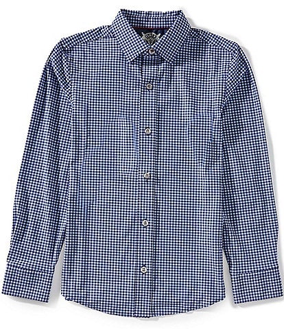 Flag and Anthem Big Boys 8-20 Long Sleeve Madelfex Journey Gingham Performance Shirt