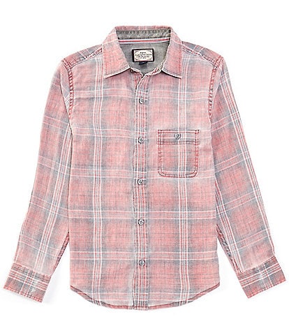 Flag and Anthem Big Boys 8-20 Long Sleeve Paxton Vintage Plaid Woven Shirt