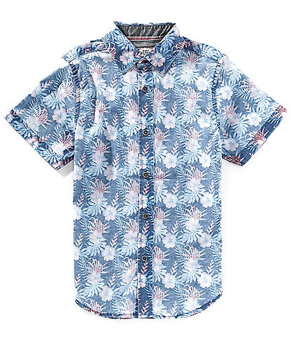 Flag and Anthem Big Boys 8-20 Short Sleeve Puckett Vintage Hibiscus Print Shirt