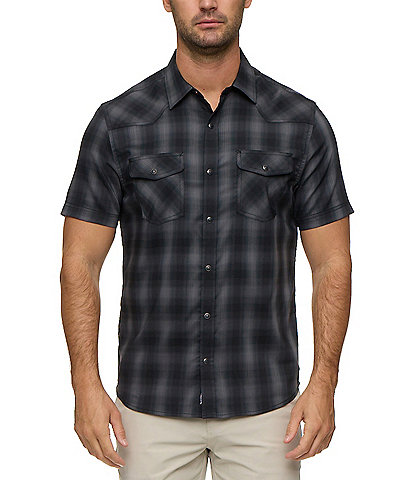 Flag and Anthem Bluffs UPF Performance Plaid Short Sleeve Woven Western Shirt