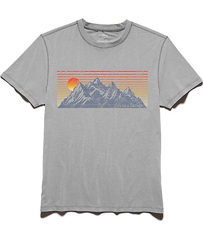 Flag and Anthem Chest-Striped/Mountain Sunset Short Sleeve T-Shirt