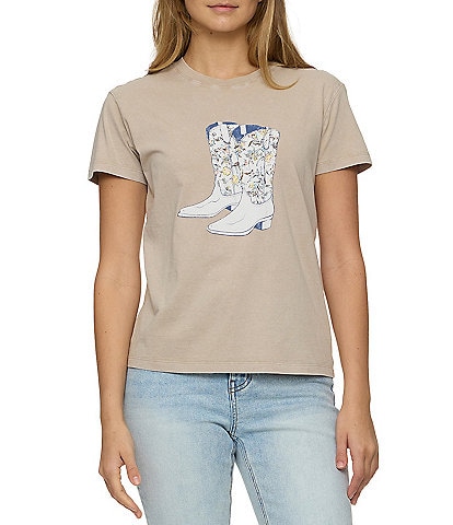 Flag and Anthem Cowboy Boots Western Graphic T-Shirt