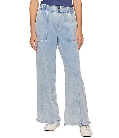 Flag and Anthem Dolly Denim-Look Garment-Dyed Knit Cargo Pants