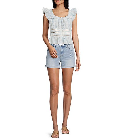 Flag and Anthem Elena Short Flutter Sleeve Light Printed Top