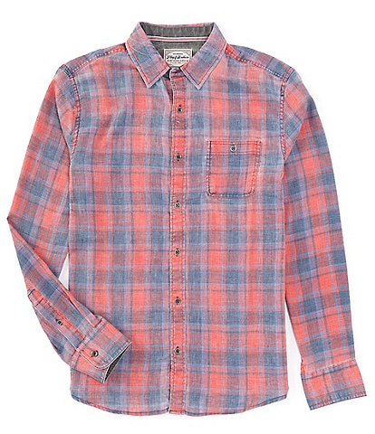 Flag and Anthem Long Sleeve Hinton Vintage Plaid Woven Shirt