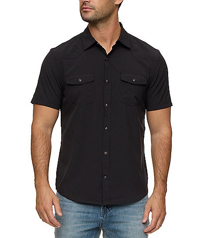 Flag and Anthem Longmont UPF Performance Solid Short Sleeve Woven Western Shirt