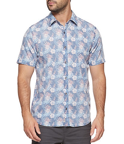 Flag and Anthem Puckett Hibiscus Printed Short Sleeve Vintage Washed Shirt