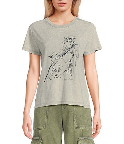 Flag and Anthem Riding Horses Short Sleeve Graphic T-Shirt