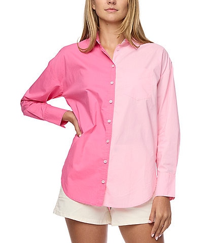 Flag and Anthem Savona Long Sleeve Color Block Oversized Woven Shirt