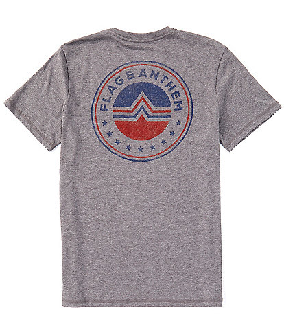 Flag and Anthem Short Sleeve Americana Logo Icon Striped Pocket T-Shirt