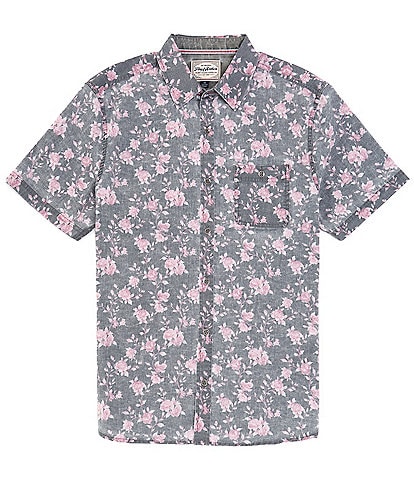 Flag and Anthem Short Sleeve Crofton Floral Printed Vintage Inspired Woven Shirt