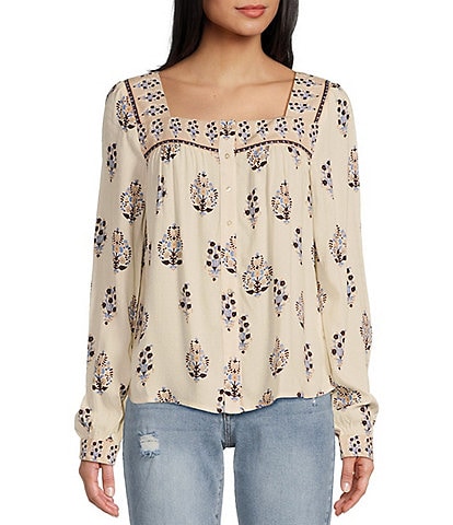 Flag and Anthem Sumner Puffed-Sleeve Medallion-Printed Woven Blouse