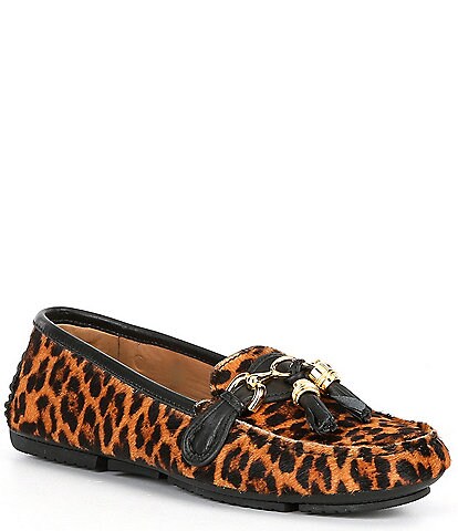 Flag LTD. Women's Morgan Leather Haircalf Leopard Print Loafers