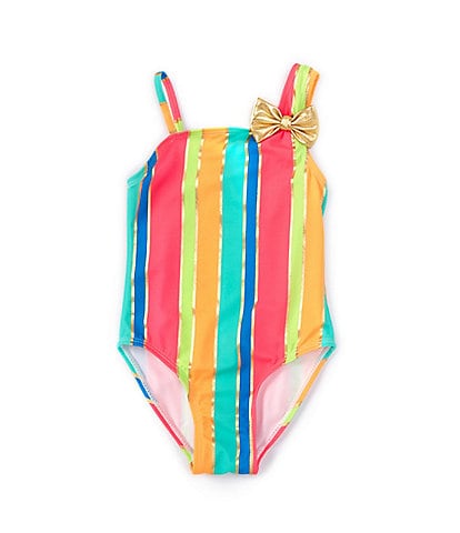Flapdoodles Baby Girls 2T-6X Vertical Stripe One-Piece Swimsuit