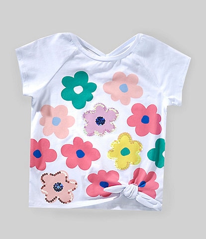 Flapdoodles Little Girls 2-6X Floral Print Short Sleeve Side Tie Top