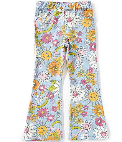 Flapdoodles Little Girls 2T-6X Floral Print Flare Jeans