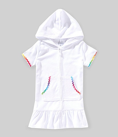 Flapdoodles Little Girls 2T-6X Short Sleeve Rainbow Trim Flap Doodles Swimsuit Cover-Up