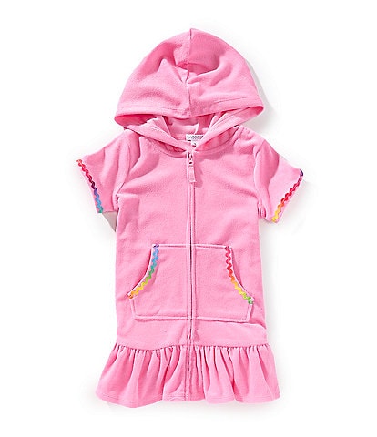 Flapdoodles Little Girls 2T-6X Short Sleeve Rainbow Trim Flap Doodles Swimsuit Cover-Up