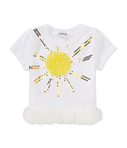 Flapdoodles Little Girls 2T-6X Short Sleeve Sequins & Embroidery Tulip Top