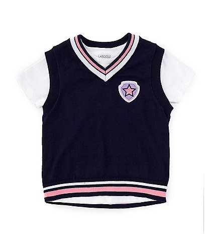 Flapdoodles Little Girls 2T-6X Sleeveless Sweater-Knit Vest & Short-Sleeve T-Shirt