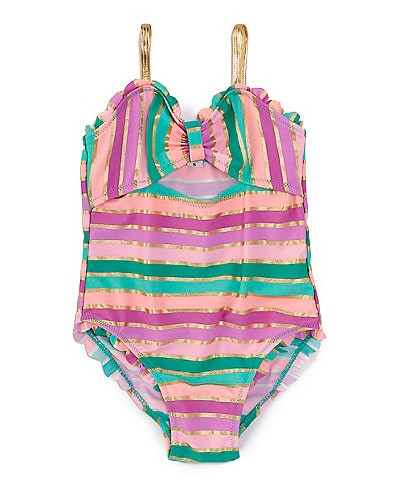 Flapdoodles Little Girls 2T-6X Striped One-Piece Swimsuit