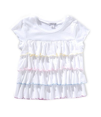 Flapdoodles Little Girls 2T-6X Tiered Ruffle Short Sleeve Top